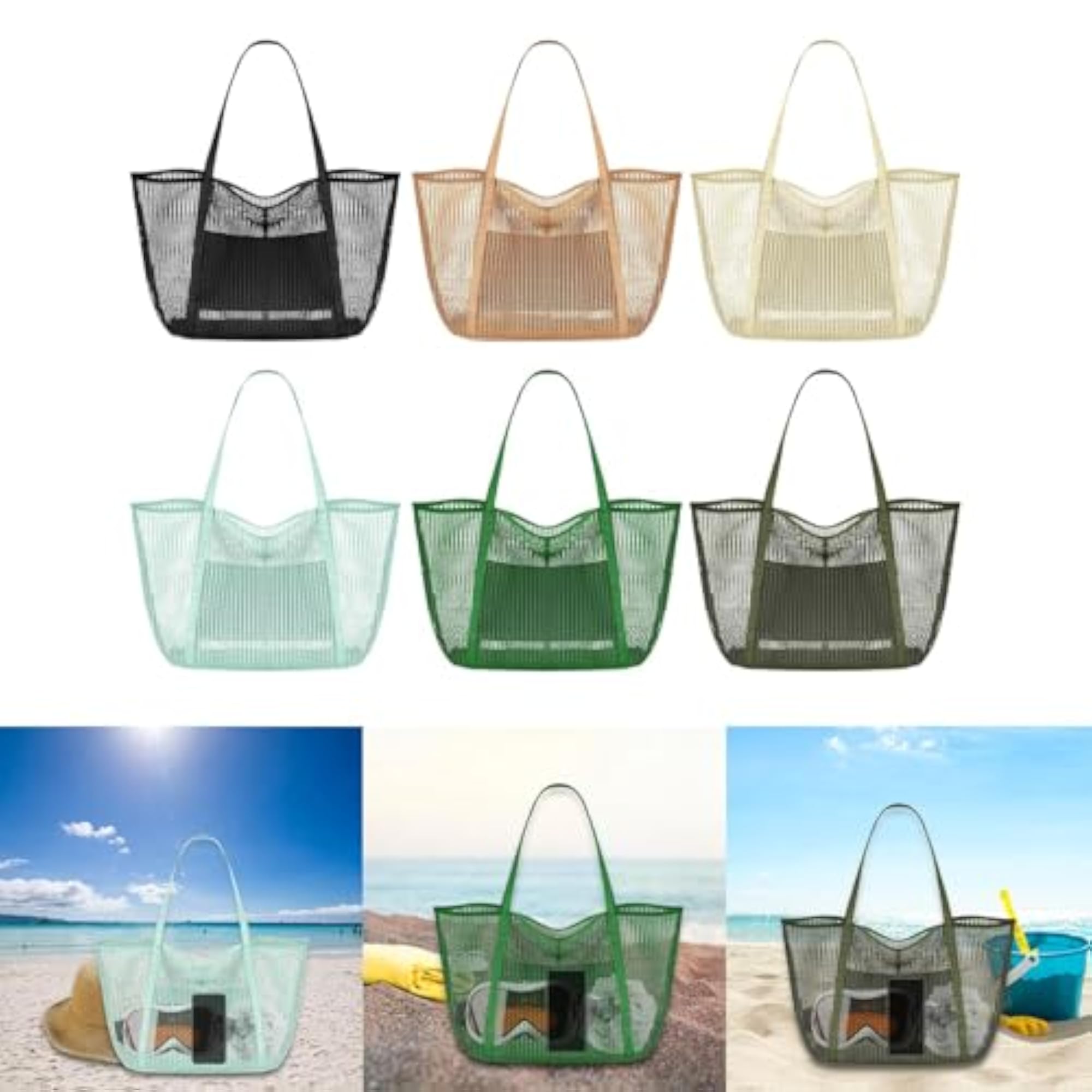 Mesh Beach Tote Bag, Large Capacity Storage Bag for Shopping